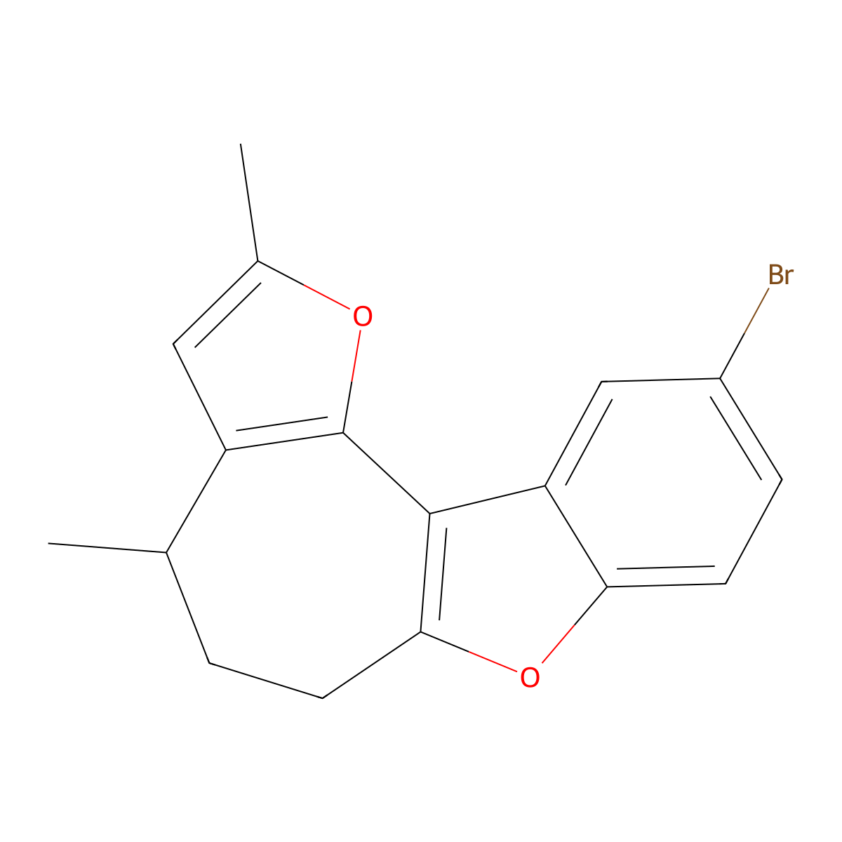 10-bromo-2,4-dimethyl-5,6-dihydro-4H-benzo[d]cyclohepta[1,2-b:3,4-b']difuran molecular structure, CAS 331840-57-4