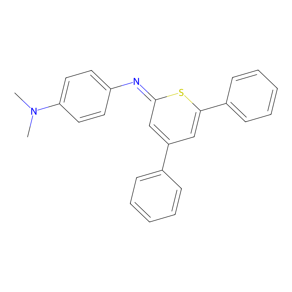 N-[4-(dimethylamino)phenyl]-N-(4,6-diphenyl-2H-thiopyran-2-ylidene)amine molecular structure, CAS 331840-66-5