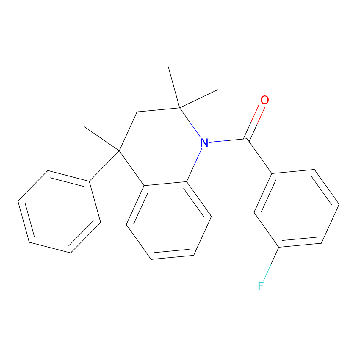 (3-fluorophenyl)(2,2,4-trimethyl-4-phenyl-3,4-dihydroquinolin-1(2H)-yl)methanone molecular structure, CAS 331840-69-8