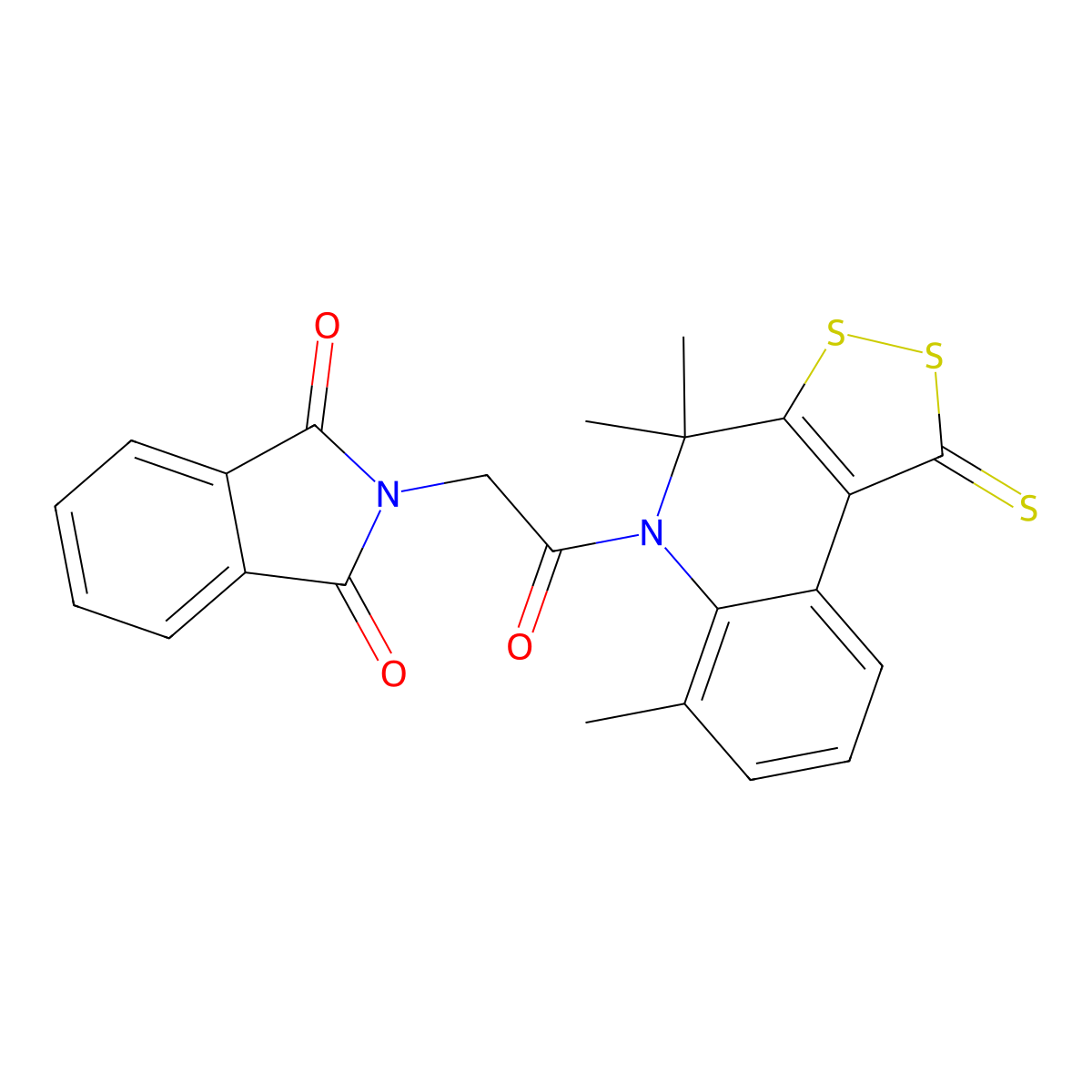 2-[2-oxo-2-(4,4,6-trimethyl-1-thioxo-1,4-dihydro-5H-[1,2]dithiolo[3,4-c]quinolin-5-yl)ethyl]-1H-isoindole-1,3(2H)-dione molecular structure, CAS 331840-79-0