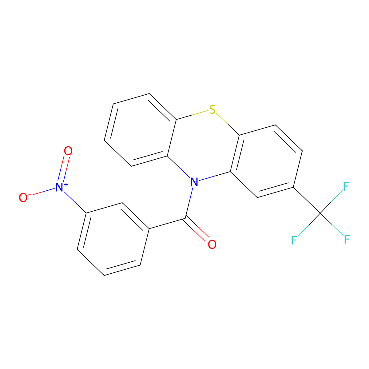 (3-Nitrophenyl)-[2-(trifluoromethyl)phenothiazin-10-yl]methanone molecular structure, CAS 331840-98-3
