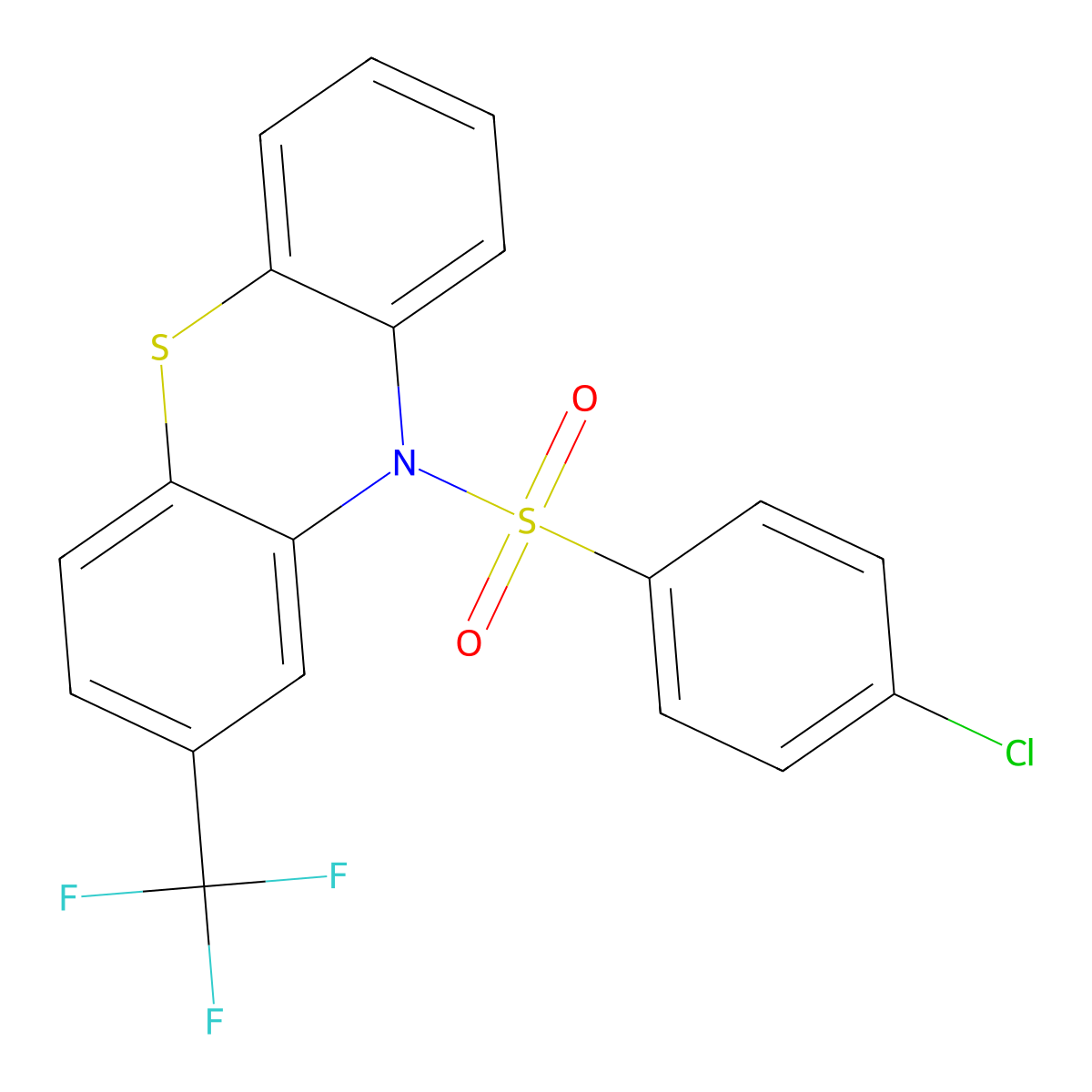 10-[(4-chlorophenyl)sulfonyl]-2-(trifluoromethyl)-10H-phenothiazine molecular structure, CAS 331841-03-3