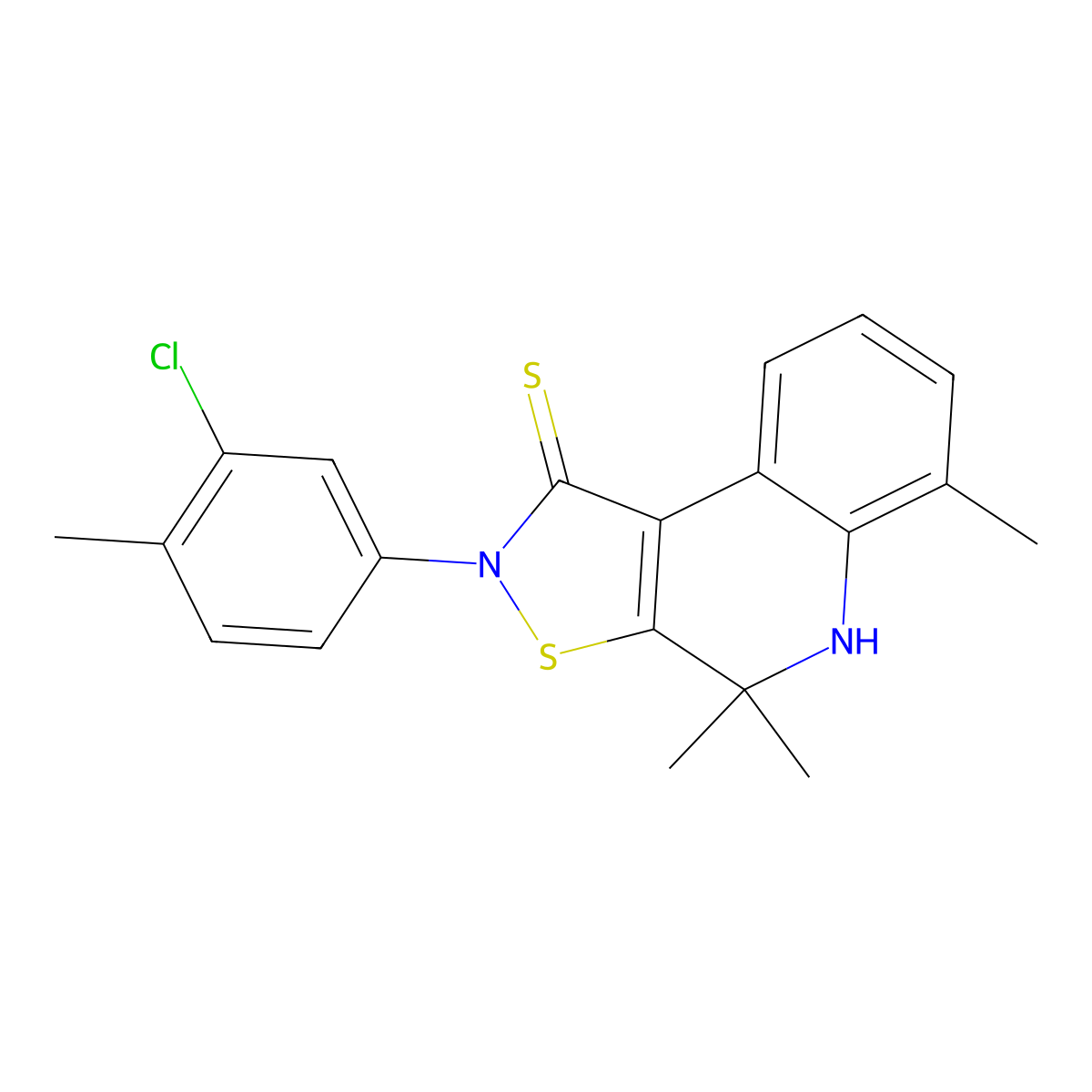 2-(3-chloro-4-methylphenyl)-4,4,6-trimethyl-4,5-dihydroisothiazolo[5,4-c]quinoline-1(2H)-thione molecular structure, CAS 331841-08-8