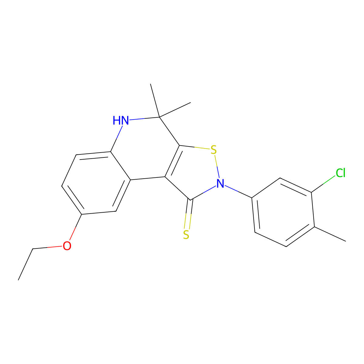 2-(3-chloro-4-methylphenyl)-8-ethoxy-4,4-dimethyl-5H-[1,2]thiazolo[5,4-c]quinoline-1-thione molecular structure, CAS 331841-12-4