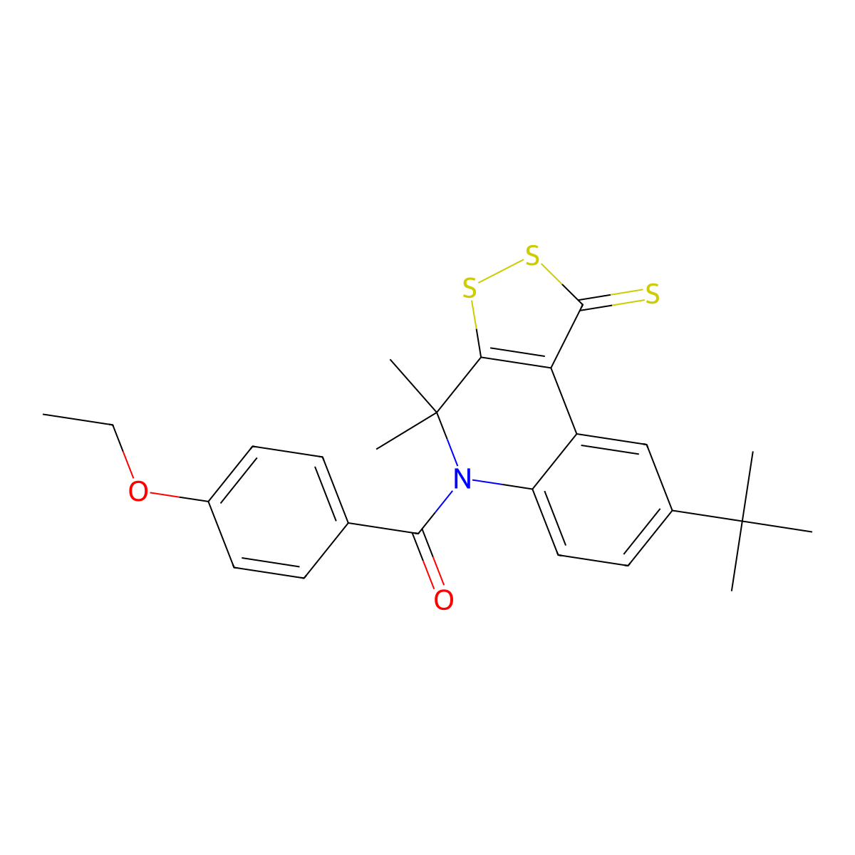 (8-Tert-butyl-4,4-dimethyl-1-sulfanylidenedithiolo[3,4-c]quinolin-5-yl)-(4-ethoxyphenyl)methanone molecular structure, CAS 331841-19-1