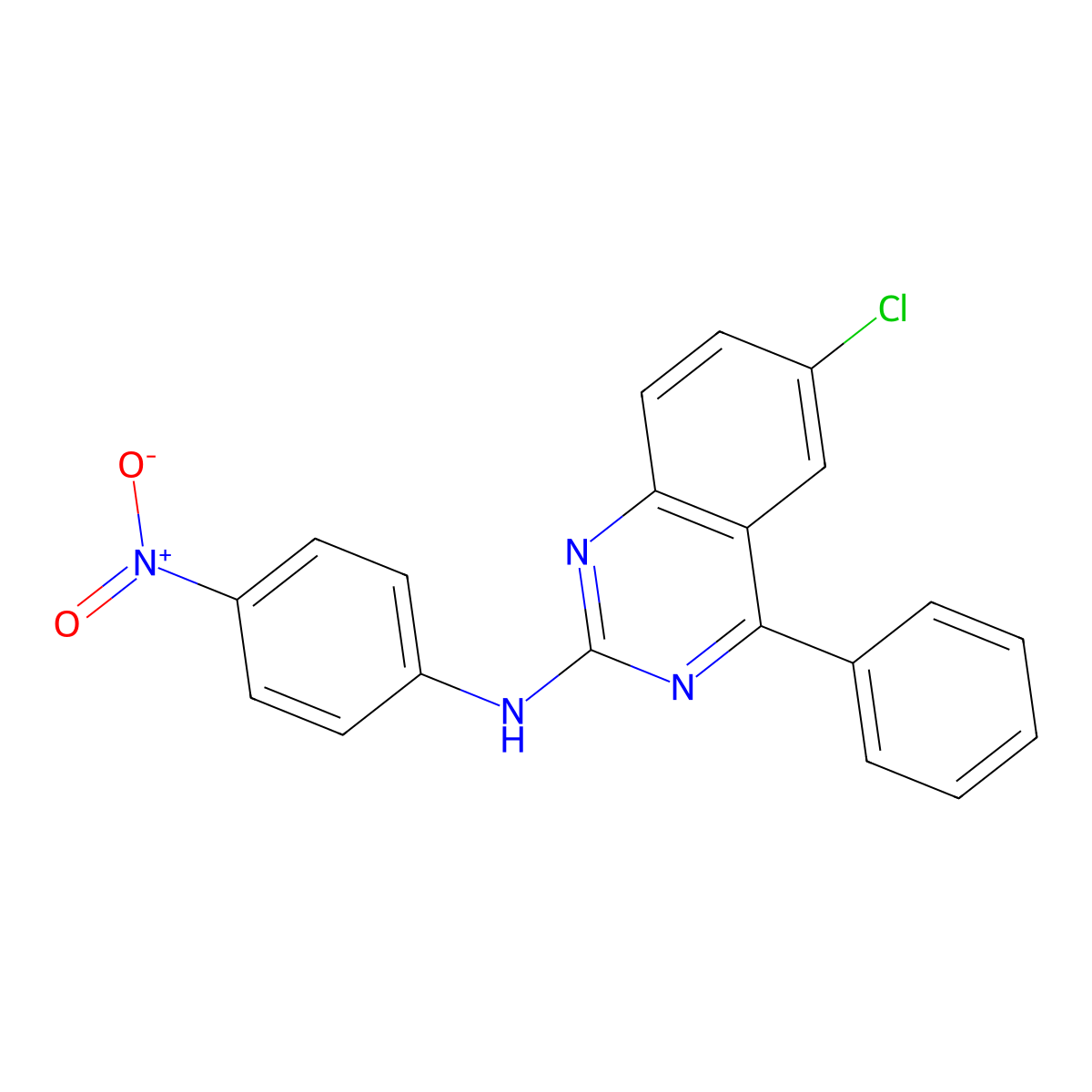 6-chloro-N-(4-nitrophenyl)-4-phenylquinazolin-2-amine molecular structure, CAS 331841-31-7