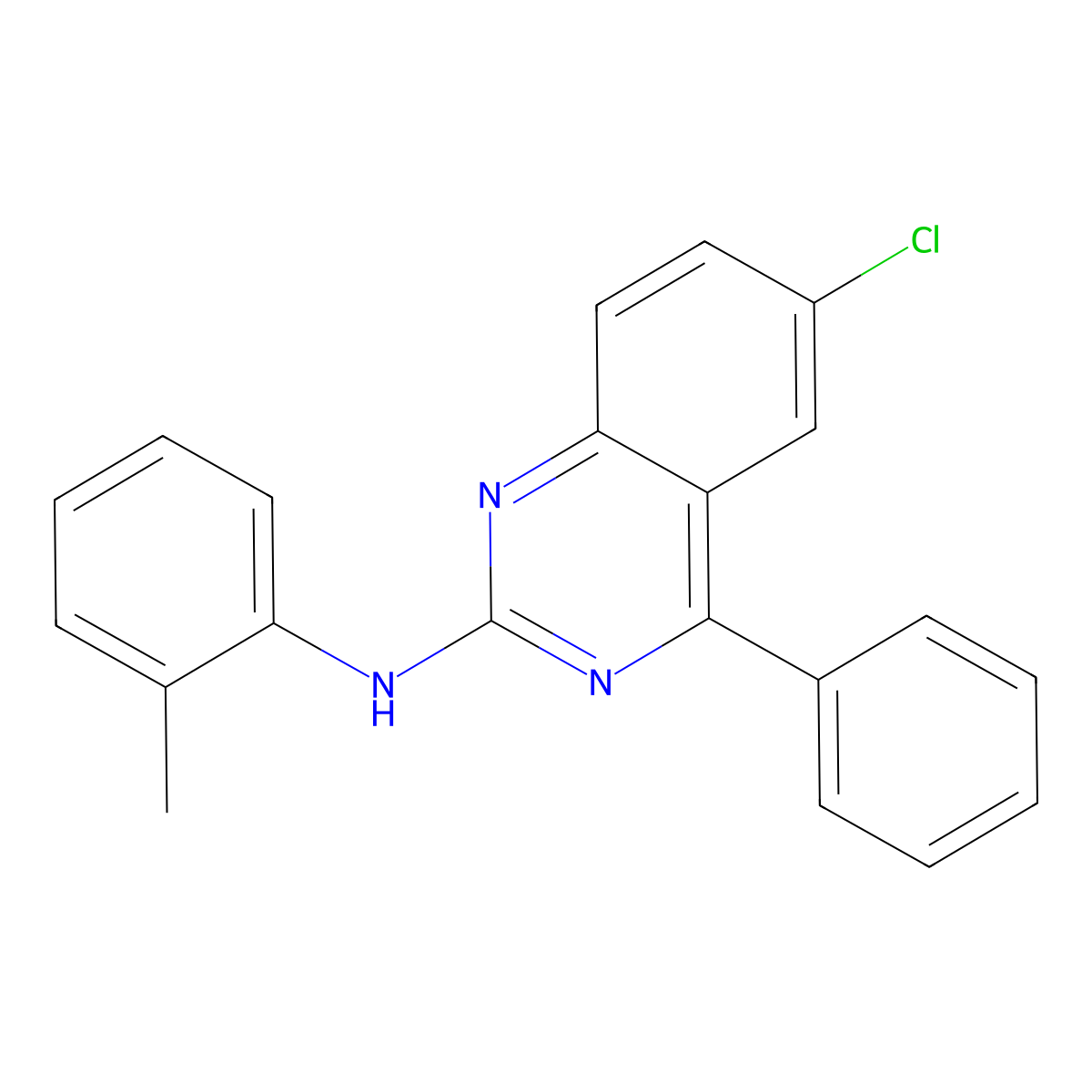 6-chloro-N-(2-methylphenyl)-4-phenylquinazolin-2-amine molecular structure, CAS 331841-34-0