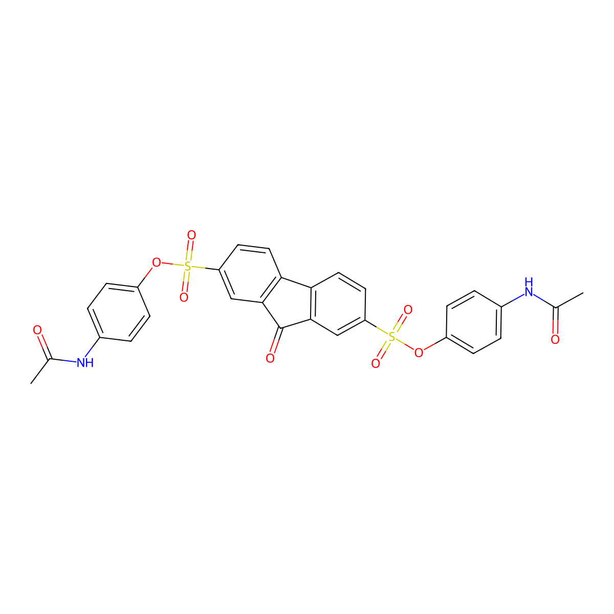 Bis(4-acetamidophenyl) 9-oxofluorene-2,7-disulfonate molecular structure, CAS 331844-76-9