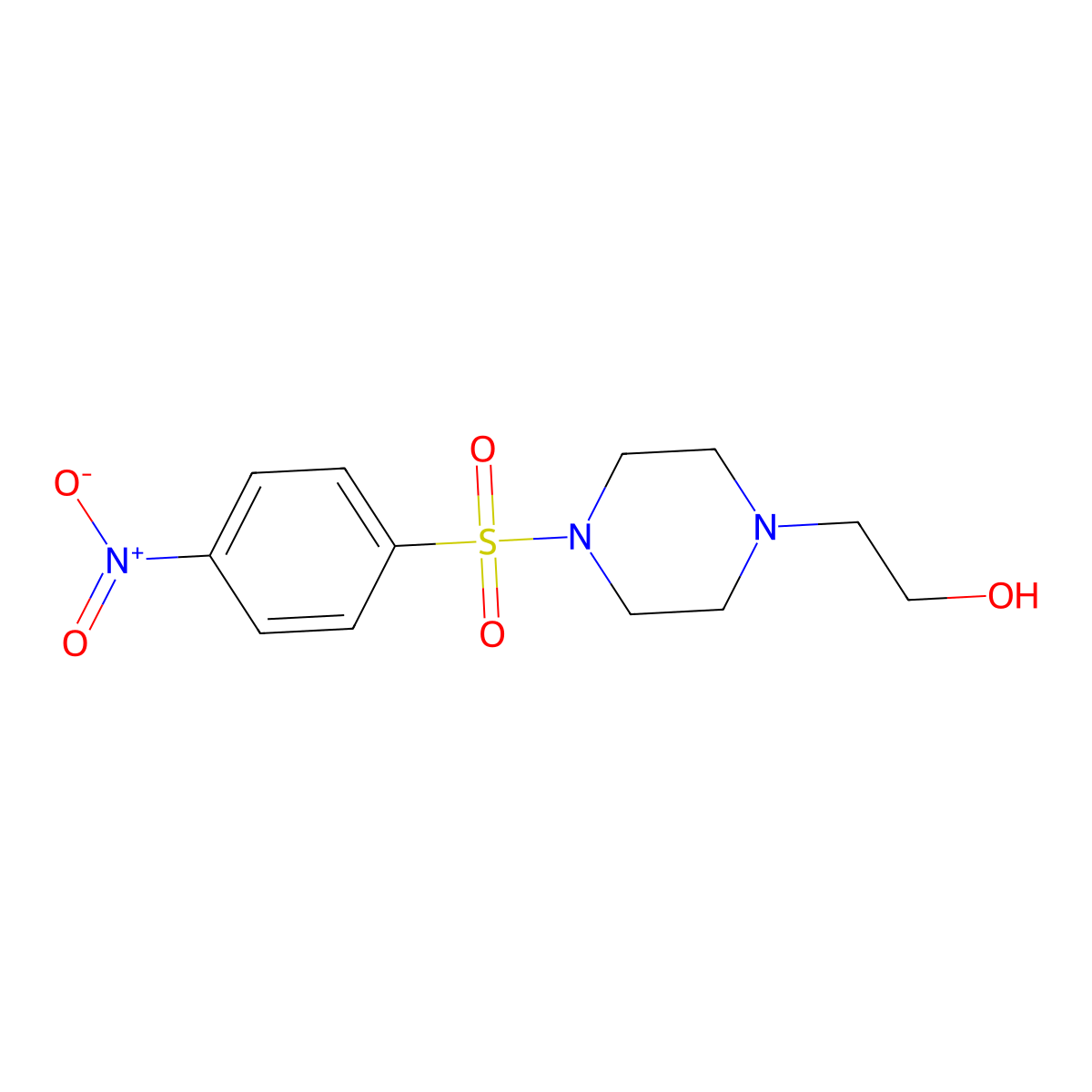 2-[4-(4-Nitrophenyl)sulfonylpiperazin-1-yl]ethanol molecular structure, CAS 331845-74-0