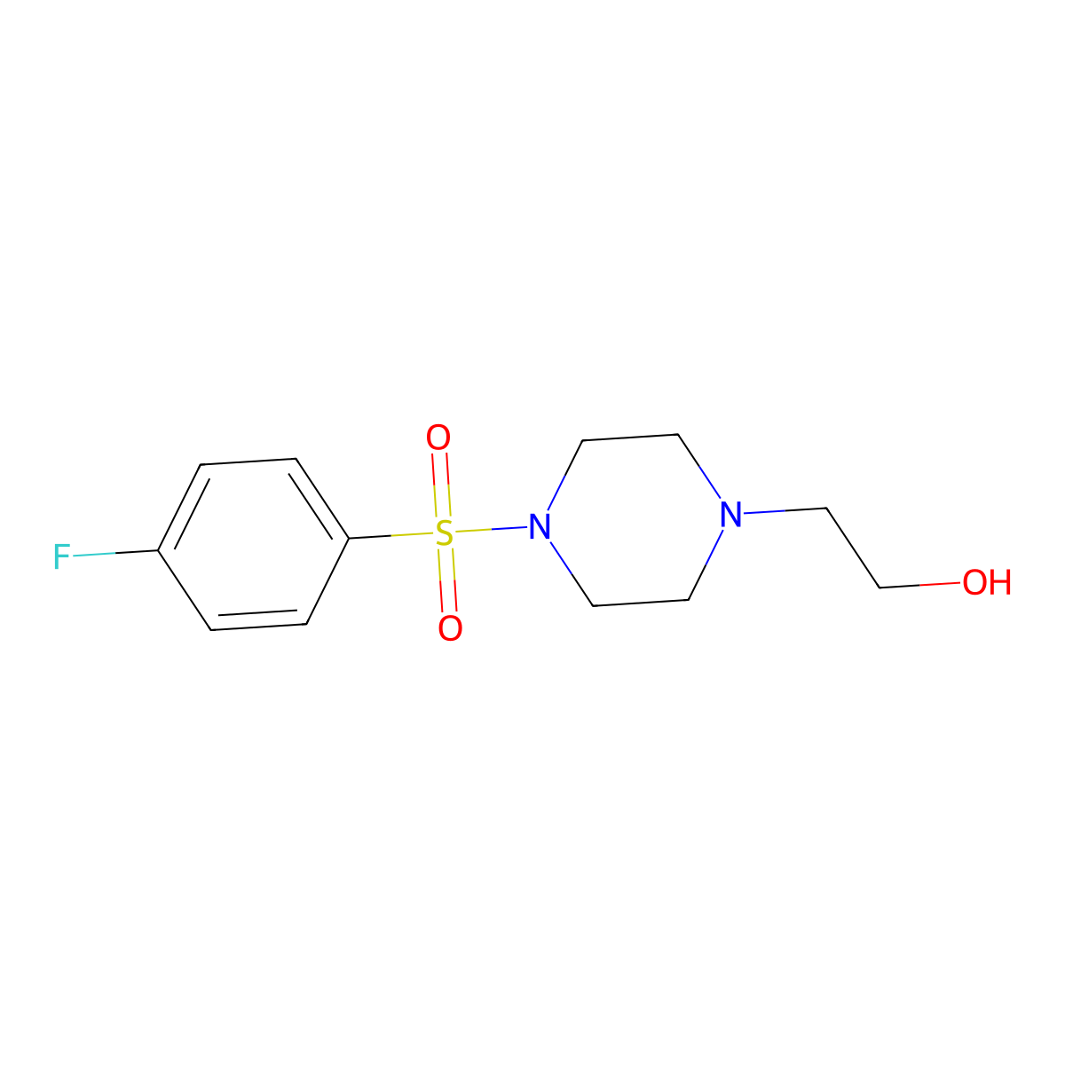 2-{4-[(4-Fluorophenyl)sulfonyl]piperazino}-1-ethanol molecular structure, CAS 331845-78-4
