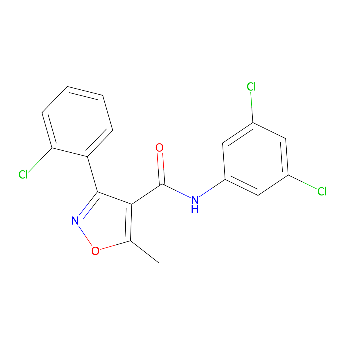 3-(2-chlorophenyl)-N-(3,5-dichlorophenyl)-5-methyl-1,2-oxazole-4-carboxamide molecular structure, CAS 331847-79-1
