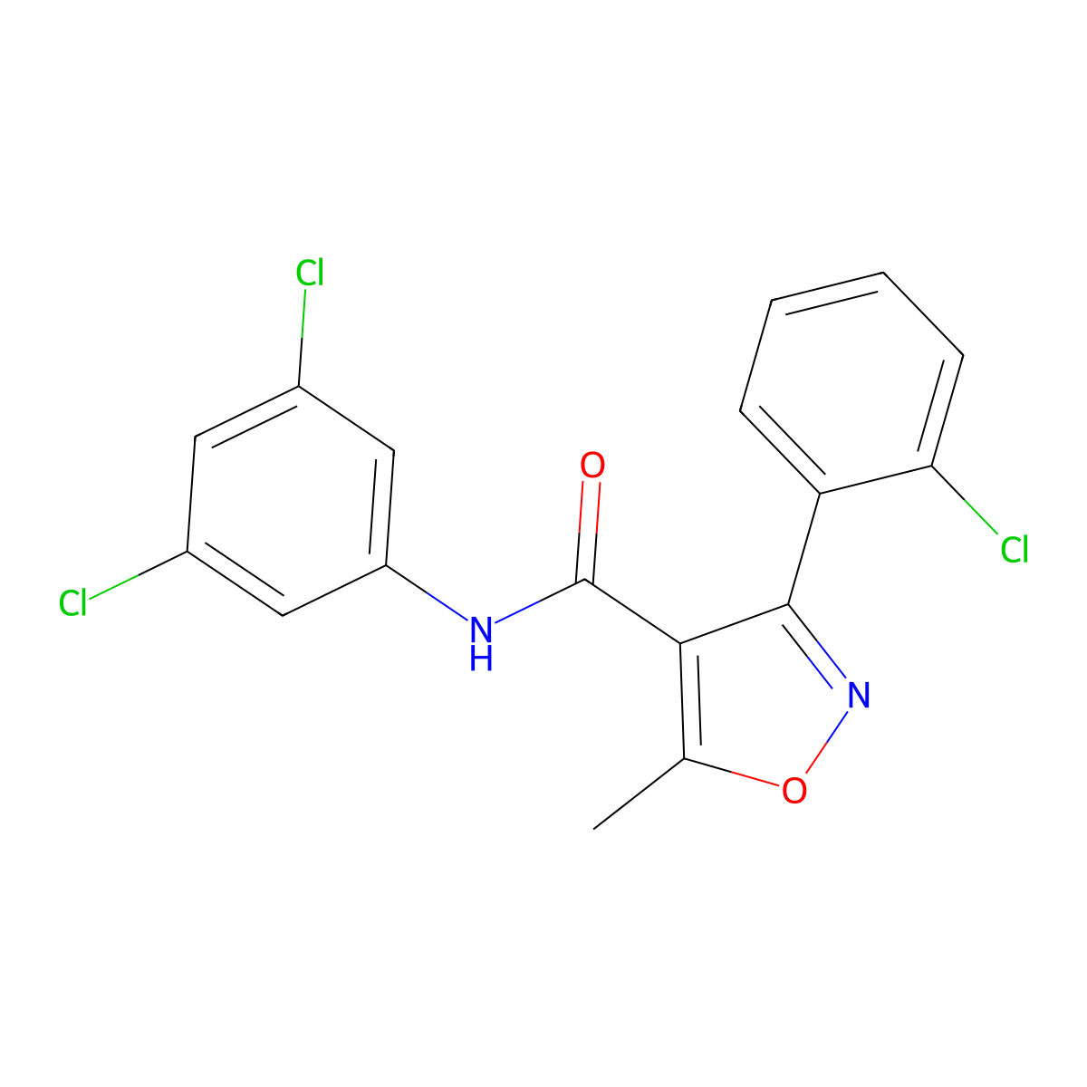 3-(2-chlorophenyl)-N-(3,5-dichlorophenyl)-5-methyl-1,2-oxazole-4-carboxamide molecular structure, CAS 331847-79-1