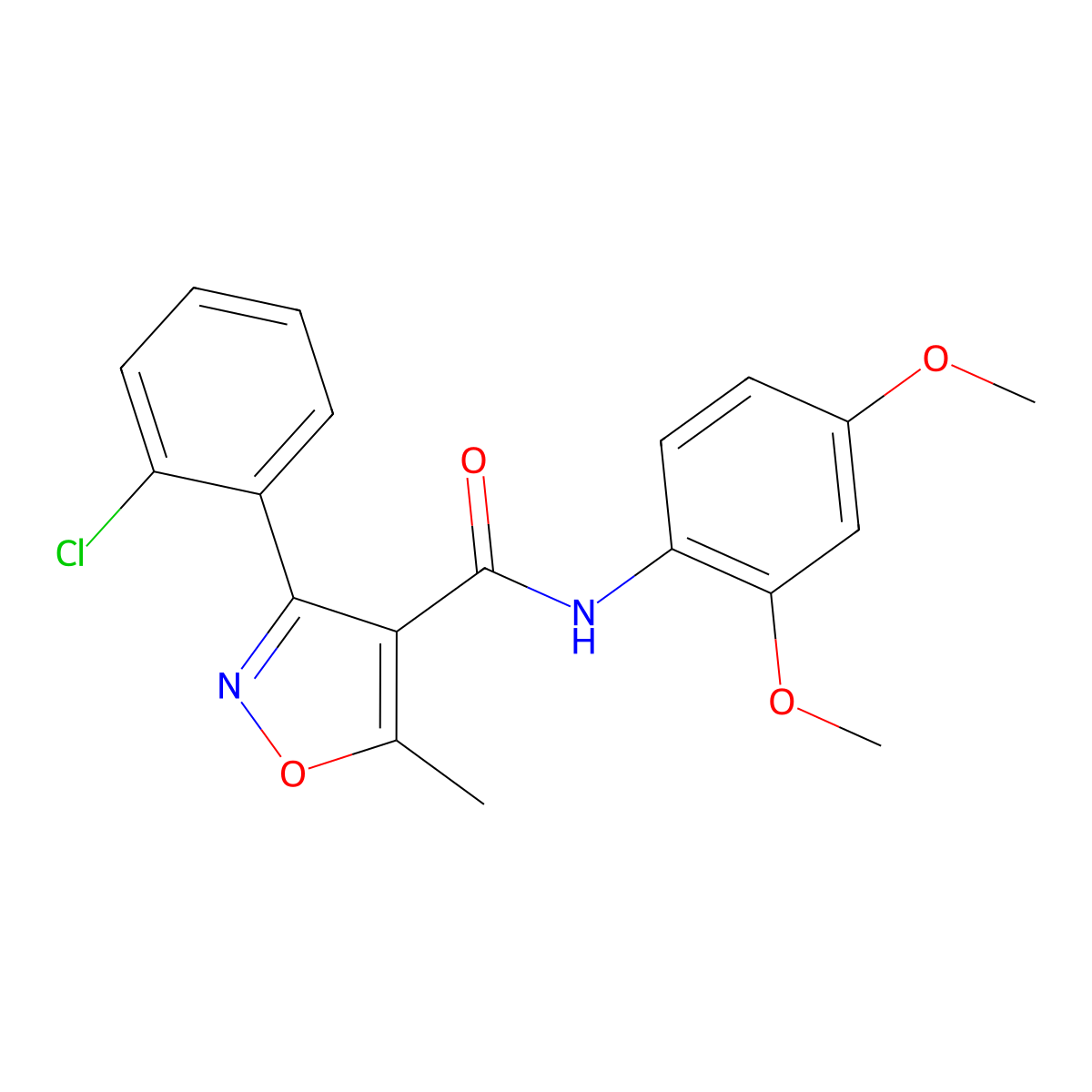 3-(2-chlorophenyl)-N-(2,4-dimethoxyphenyl)-5-methyl-1,2-oxazole-4-carboxamide molecular structure, CAS 331847-81-5