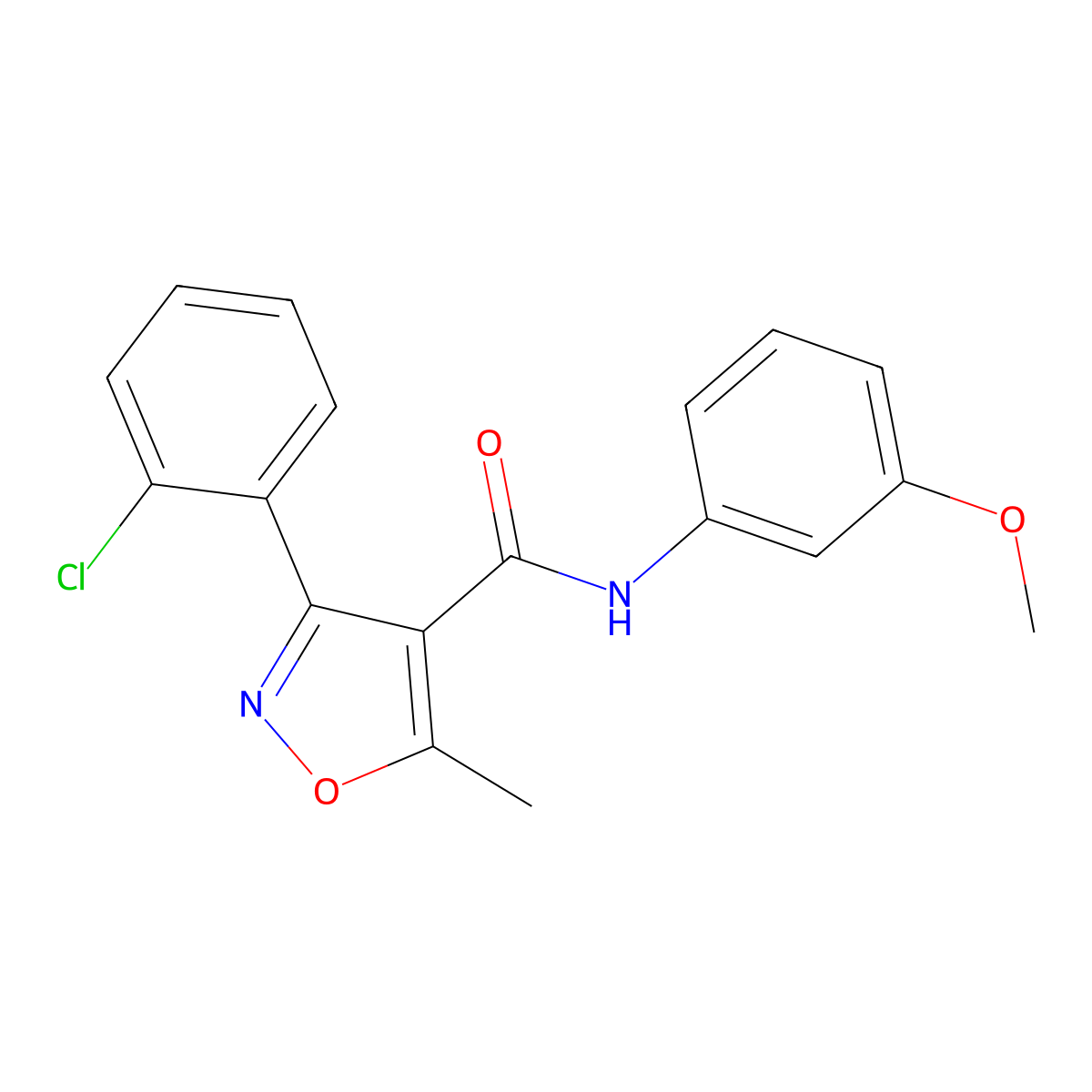 3-(2-chlorophenyl)-N-(3-methoxyphenyl)-5-methyl-1,2-oxazole-4-carboxamide molecular structure, CAS 331847-82-6