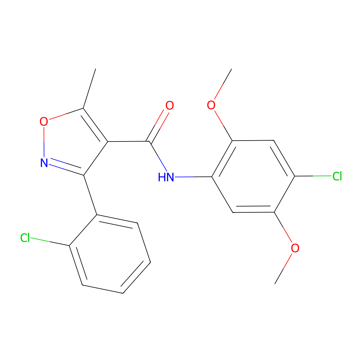 N-(4-chloro-2,5-dimethoxyphenyl)-3-(2-chlorophenyl)-5-methyl-1,2-oxazole-4-carboxamide molecular structure, CAS 331847-83-7
