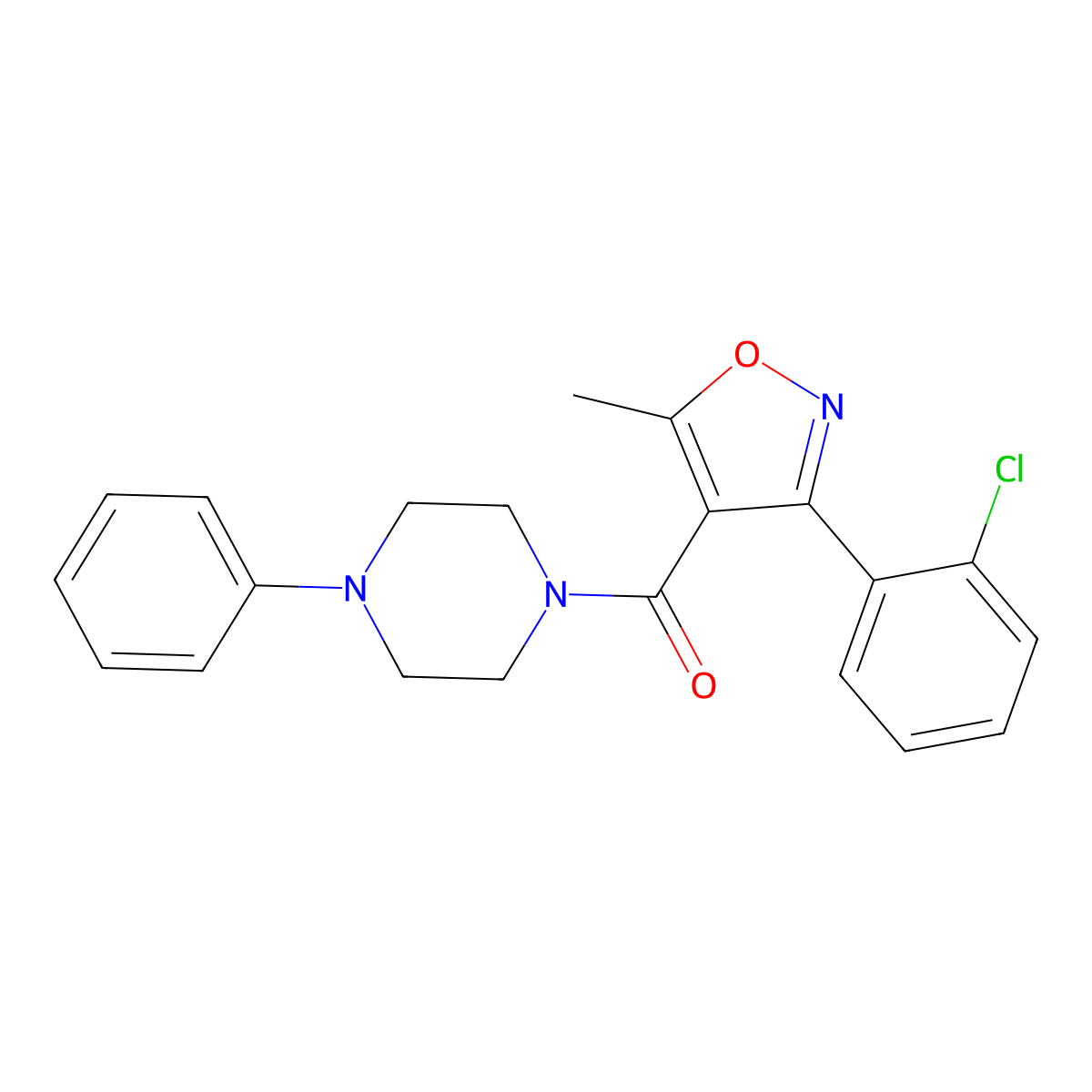 1-{[3-(2-Chlorophenyl)-5-methyl-4-isoxazolyl]carbonyl}-4-phenylpiperazine molecular structure, CAS 331847-86-0