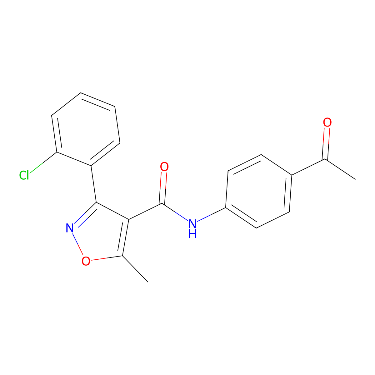 N-(4-acetylphenyl)-3-(2-chlorophenyl)-5-methyl-1,2-oxazole-4-carboxamide molecular structure, CAS 331847-89-3
