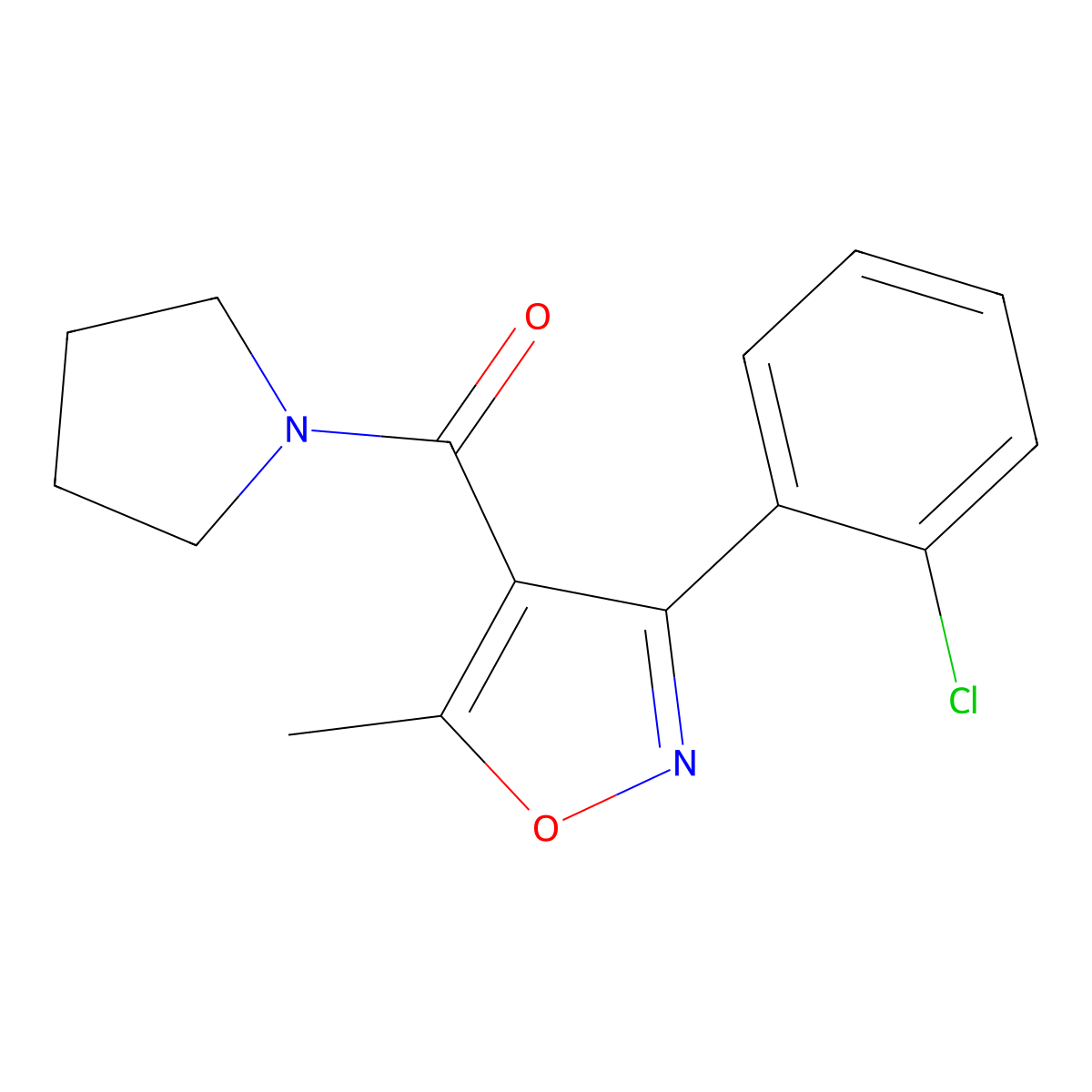 3-(2-Chlorophenyl)-5-methyl-4-(1-pyrrolidinylcarbonyl)isoxazole molecular structure, CAS 331847-92-8