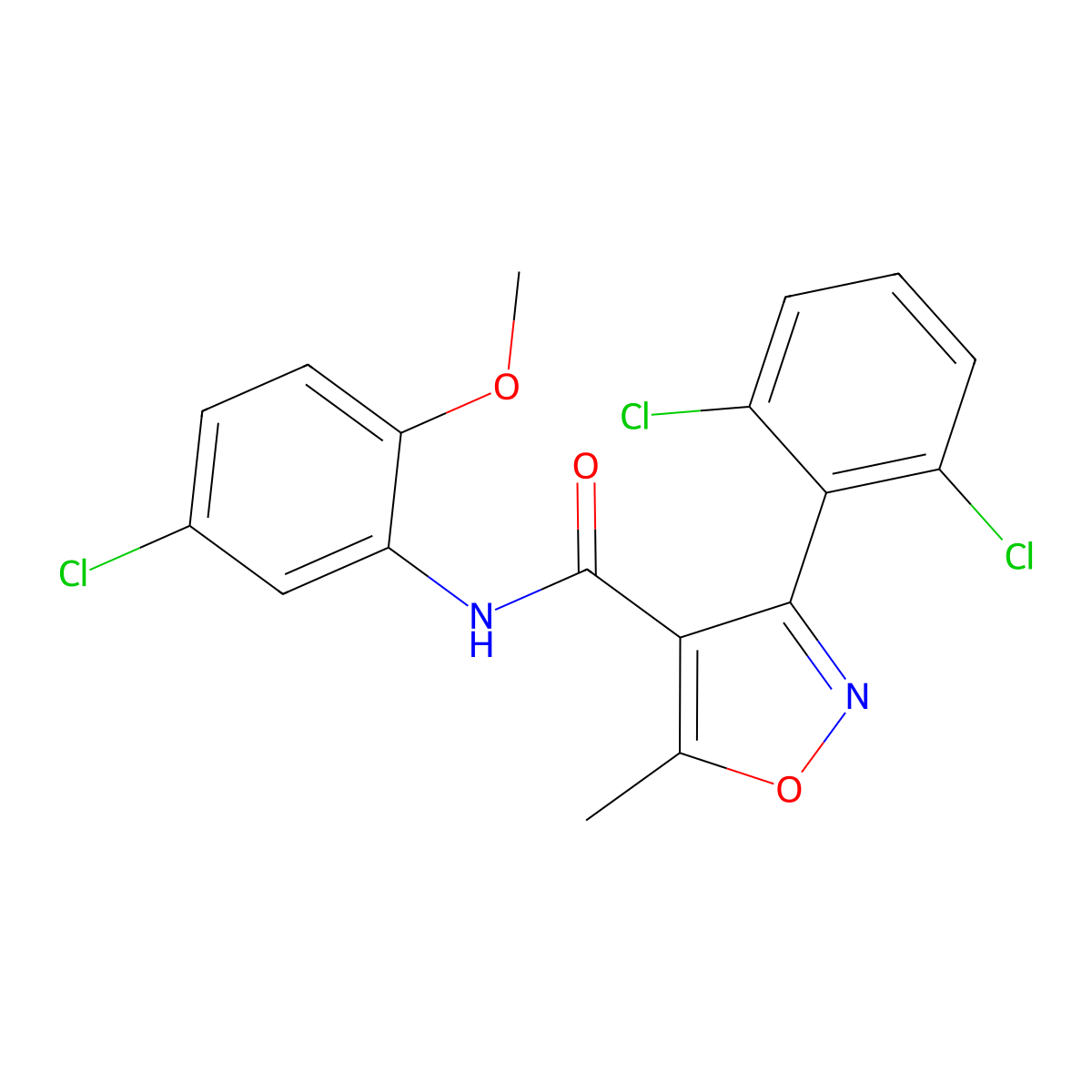 N-(5-chloro-2-methoxyphenyl)-3-(2,6-dichlorophenyl)-5-methylisoxazole-4-carboxamide molecular structure, CAS 331847-97-3