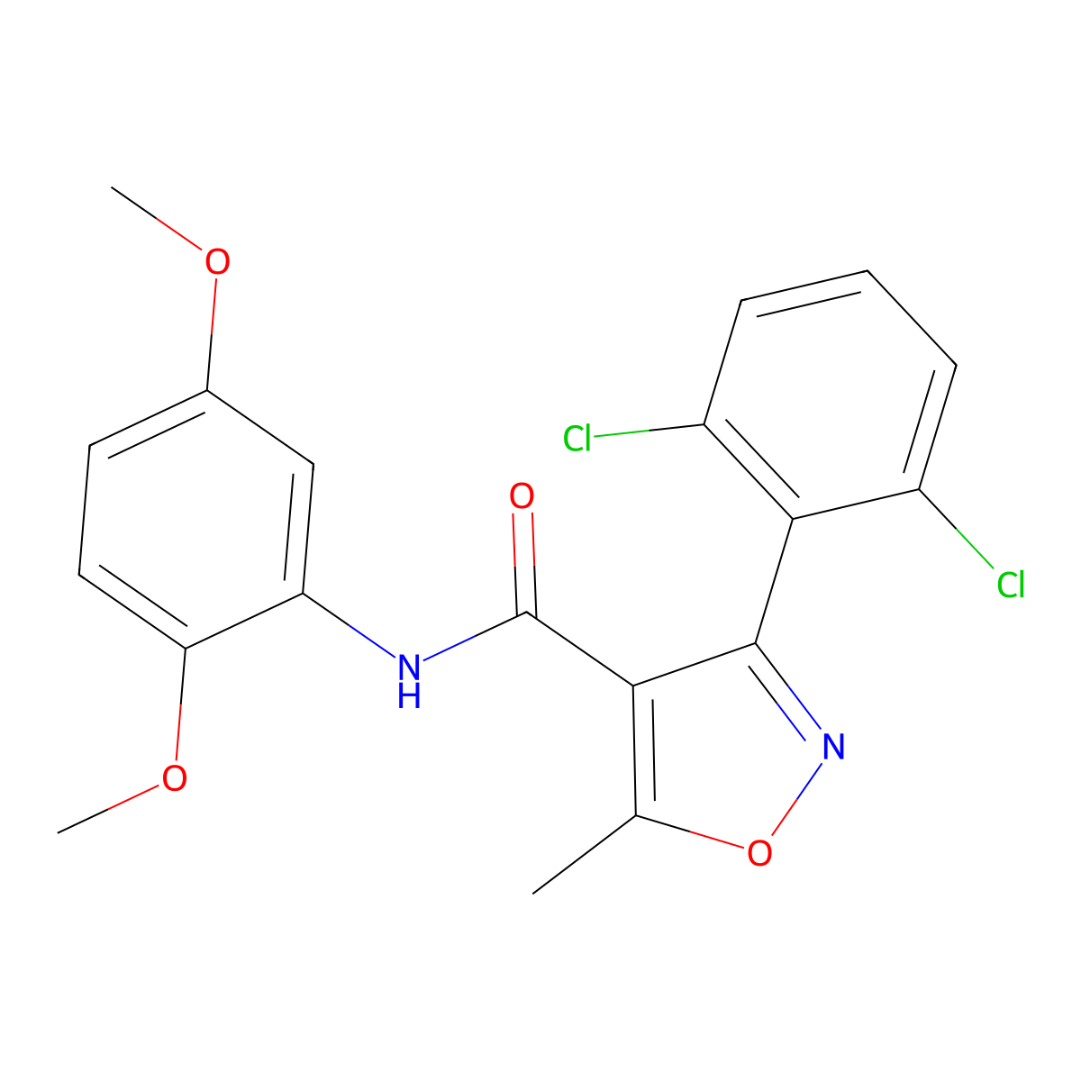 3-(2,6-dichlorophenyl)-N-(2,5-dimethoxyphenyl)-5-methyl-1,2-oxazole-4-carboxamide molecular structure, CAS 331847-98-4