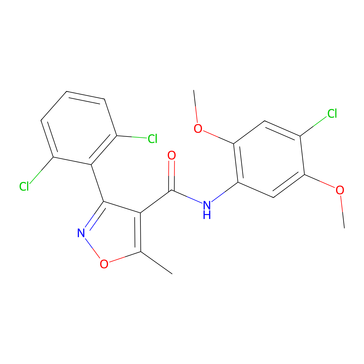 N-(4-chloro-2,5-dimethoxyphenyl)-3-(2,6-dichlorophenyl)-5-methylisoxazole-4-carboxamide molecular structure, CAS 331847-99-5