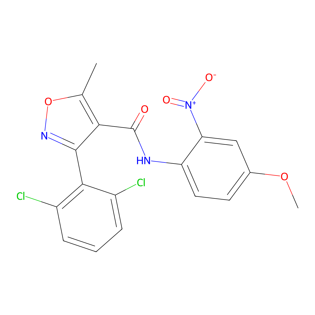 3-(2,6-dichlorophenyl)-N-(4-methoxy-2-nitrophenyl)-5-methyl-1,2-oxazole-4-carboxamide molecular structure, CAS 331848-00-1
