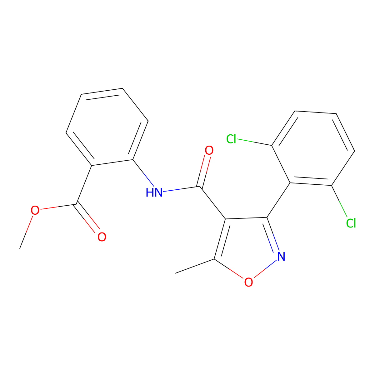 Methyl 2-[[3-(2,6-dichlorophenyl)-5-methyl-1,2-oxazole-4-carbonyl]amino]benzoate molecular structure, CAS 331848-03-4