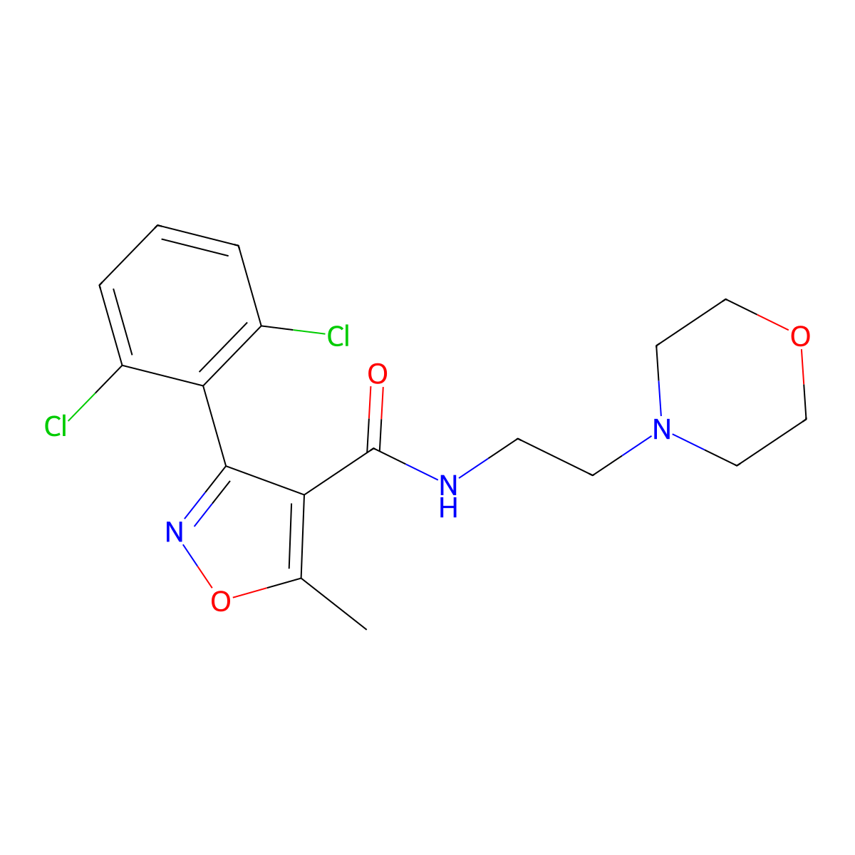 3-(2,6-dichlorophenyl)-5-methyl-N-[2-(morpholin-4-yl)ethyl]-1,2-oxazole-4-carboxamide molecular structure, CAS 331848-09-0