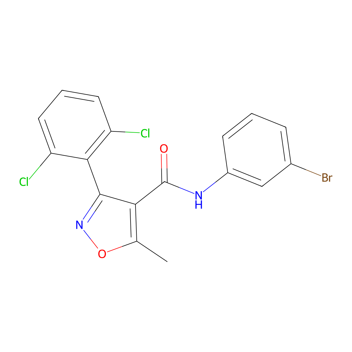 N-(3-bromophenyl)-3-(2,6-dichlorophenyl)-5-methyl-1,2-oxazole-4-carboxamide molecular structure, CAS 331848-21-6
