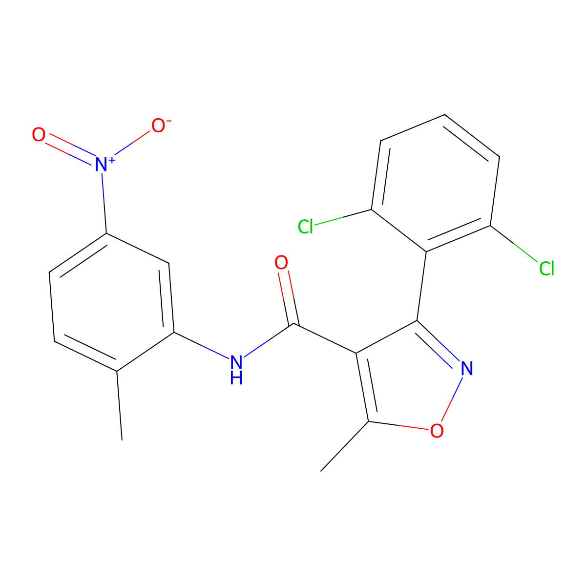 3-(2,6-dichlorophenyl)-5-methyl-N-(2-methyl-5-nitrophenyl)-1,2-oxazole-4-carboxamide molecular structure, CAS 331848-25-0