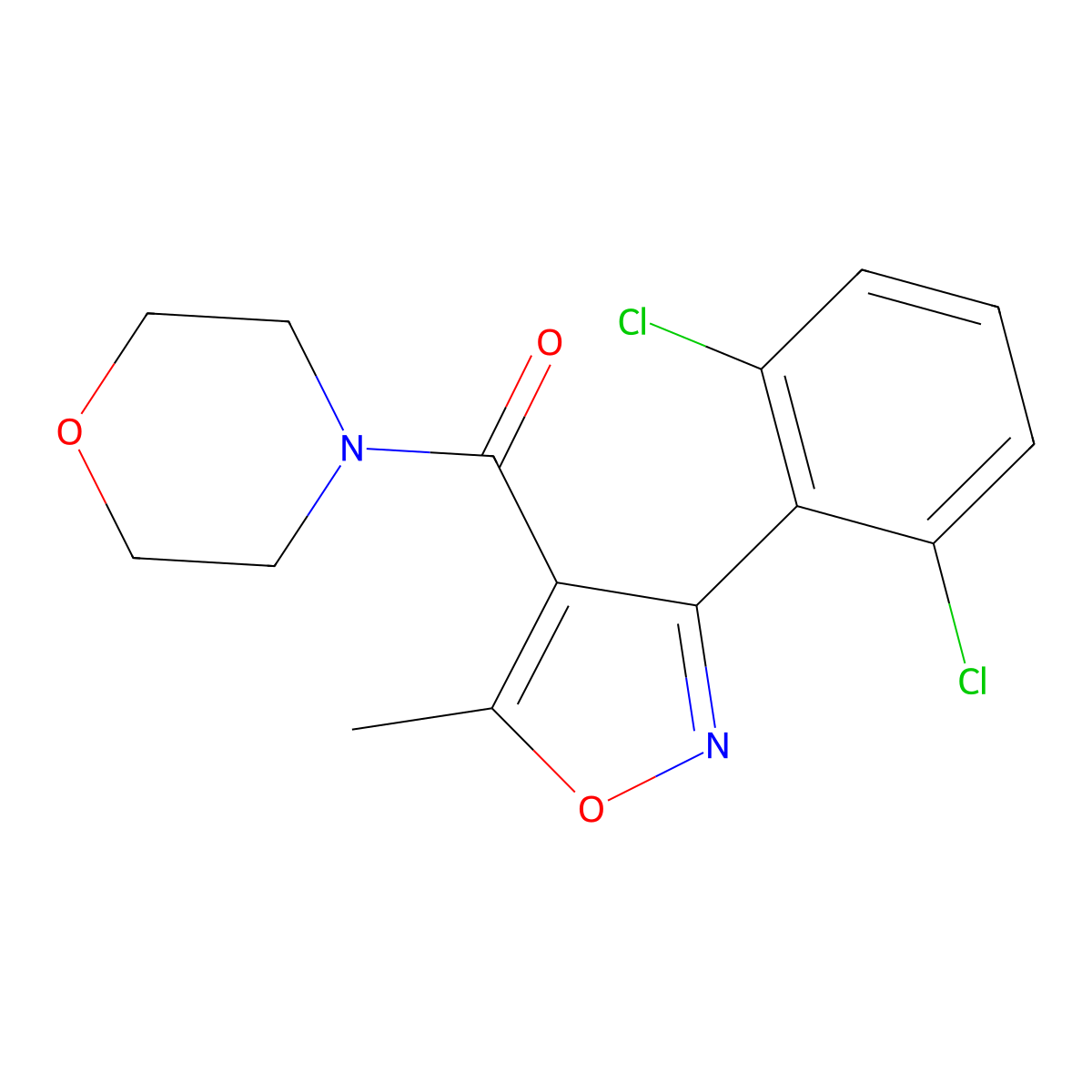 [3-(2,6-Dichloro-phenyl)-5-methyl-isoxazol-4-yl]-morpholin-4-yl-methanone molecular structure, CAS 331848-27-2