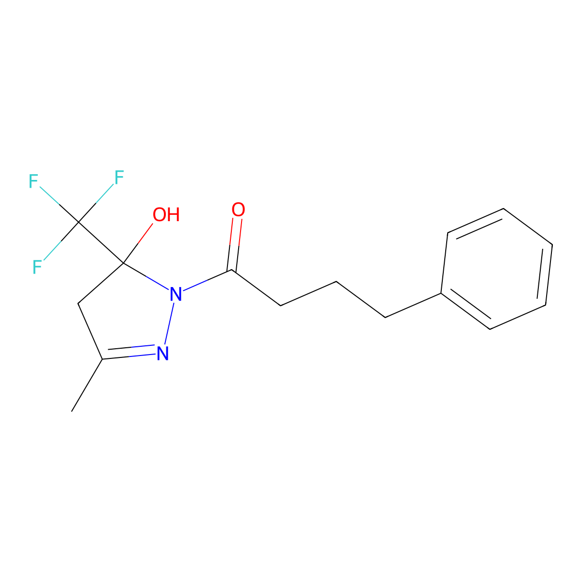1-[5-hydroxy-3-methyl-5-(trifluoromethyl)-4H-pyrazol-1-yl]-4-phenylbutan-1-one molecular structure, CAS 331849-77-5