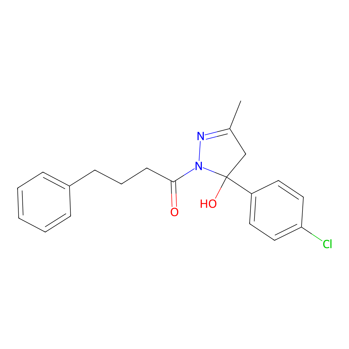 5-(4-chlorophenyl)-3-methyl-1-(4-phenylbutanoyl)-4,5-dihydro-1H-pyrazol-5-ol molecular structure, CAS 331849-80-0