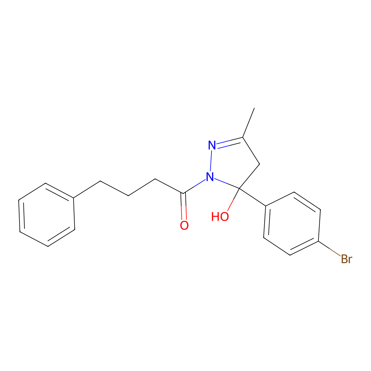 1-[5-(4-bromophenyl)-5-hydroxy-3-methyl-4H-pyrazol-1-yl]-4-phenylbutan-1-one molecular structure, CAS 331849-88-8