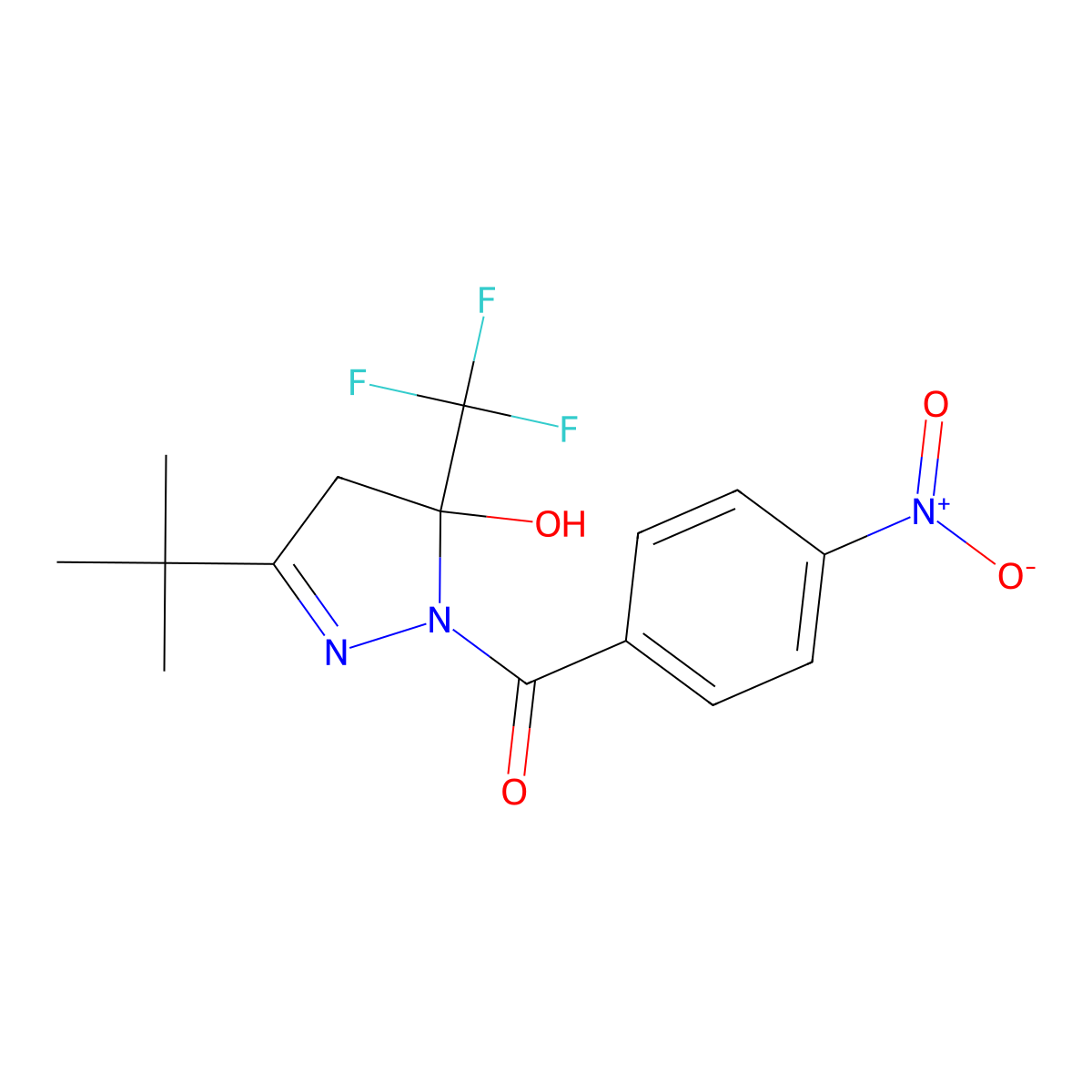 [3-tert-butyl-5-hydroxy-5-(trifluoromethyl)-4H-pyrazol-1-yl]-(4-nitrophenyl)methanone molecular structure, CAS 331850-22-7
