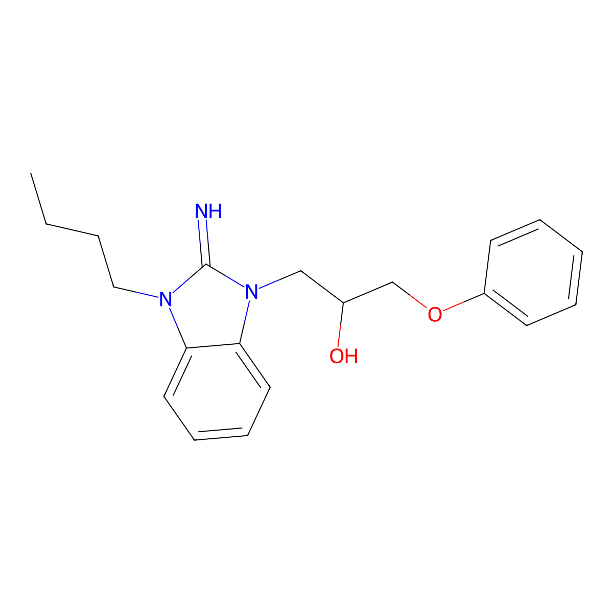 1-(3-Butyl-2-imino-2,3-dihydro-benzoimidazol-1-yl)-3-phenoxy-propan-2-ol molecular structure, CAS 331850-37-4
