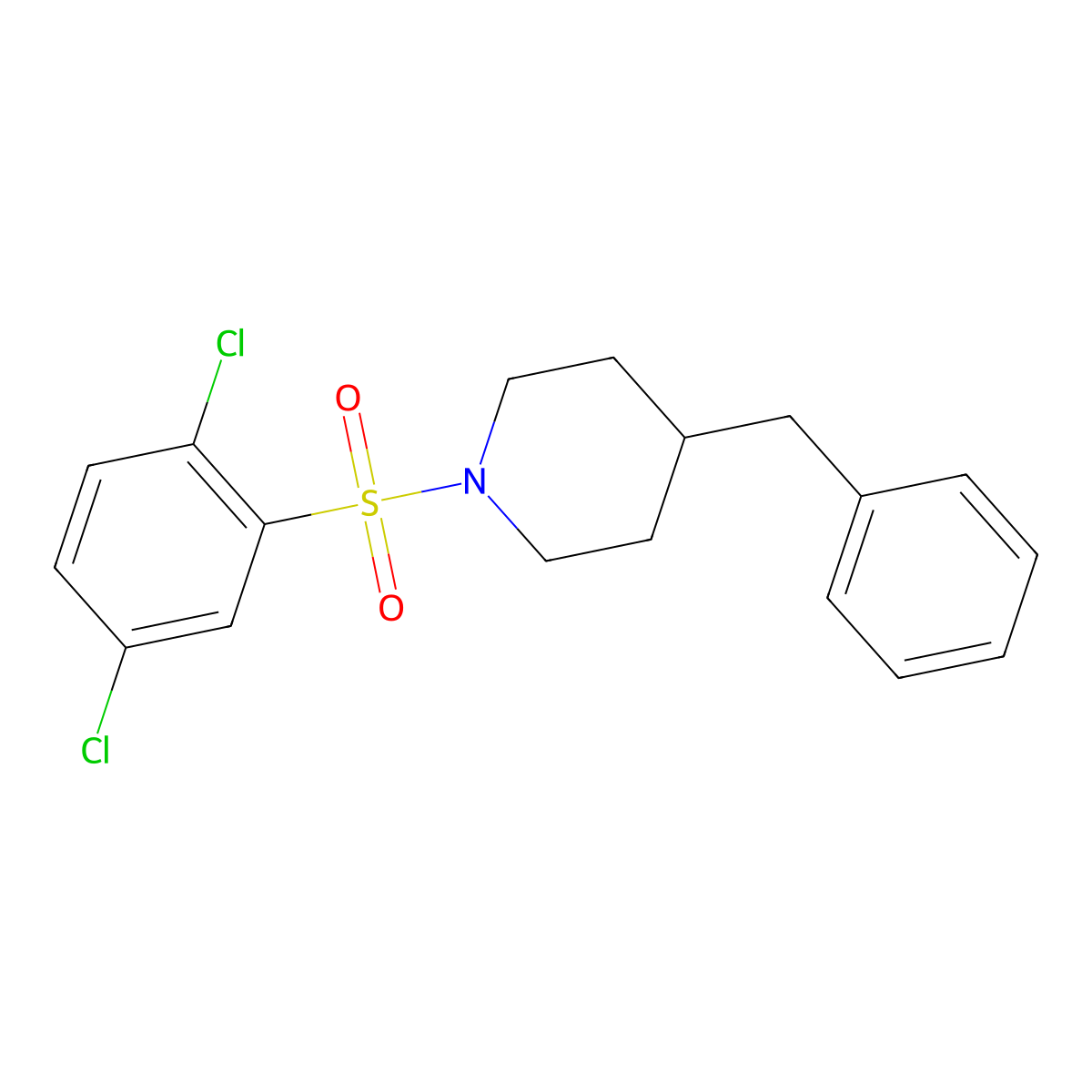 4-Benzyl-1-[(2,5-dichlorophenyl)sulfonyl]piperidine molecular structure, CAS 331850-85-2