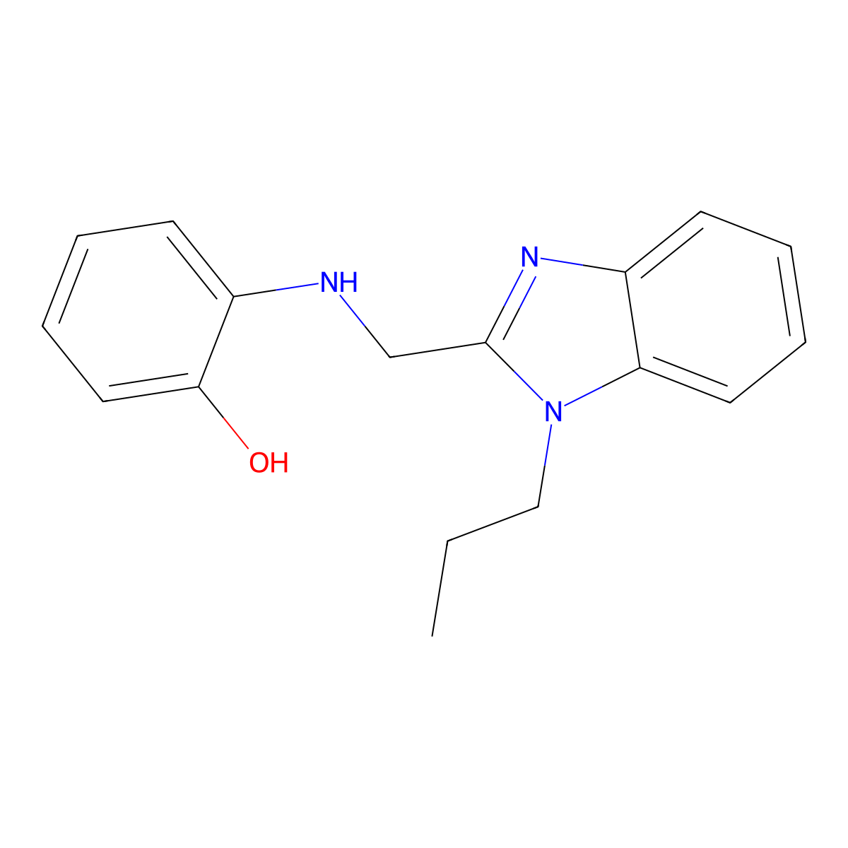 2-{[(1-propyl-1H-benzimidazol-2-yl)methyl]amino}phenol molecular structure, CAS 331851-39-9