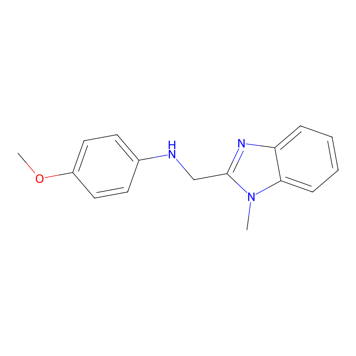 (4-Methoxy-phenyl)-(1-methyl-1H-benzoimidazol-2-ylmethyl)-amine molecular structure, CAS 331851-41-3