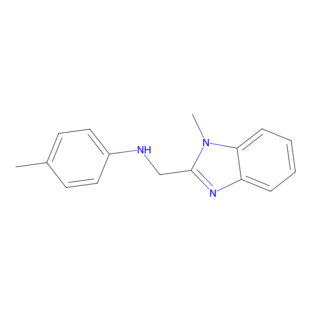 4-methyl-N-[(1-methylbenzimidazol-2-yl)methyl]aniline molecular structure, CAS 331851-42-4