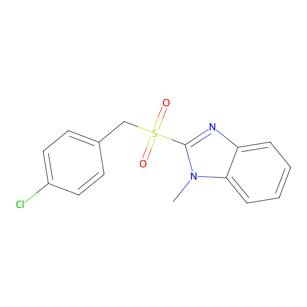 2-[(4-Chlorophenyl)methylsulfonyl]-1-methylbenzimidazole molecular structure, CAS 331851-49-1