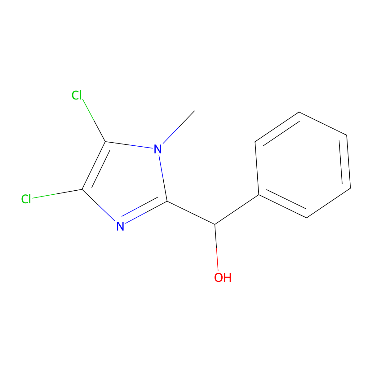 (4,5-dichloro-1-methyl-1H-imidazol-2-yl)(phenyl)methanol molecular structure, CAS 331851-55-9