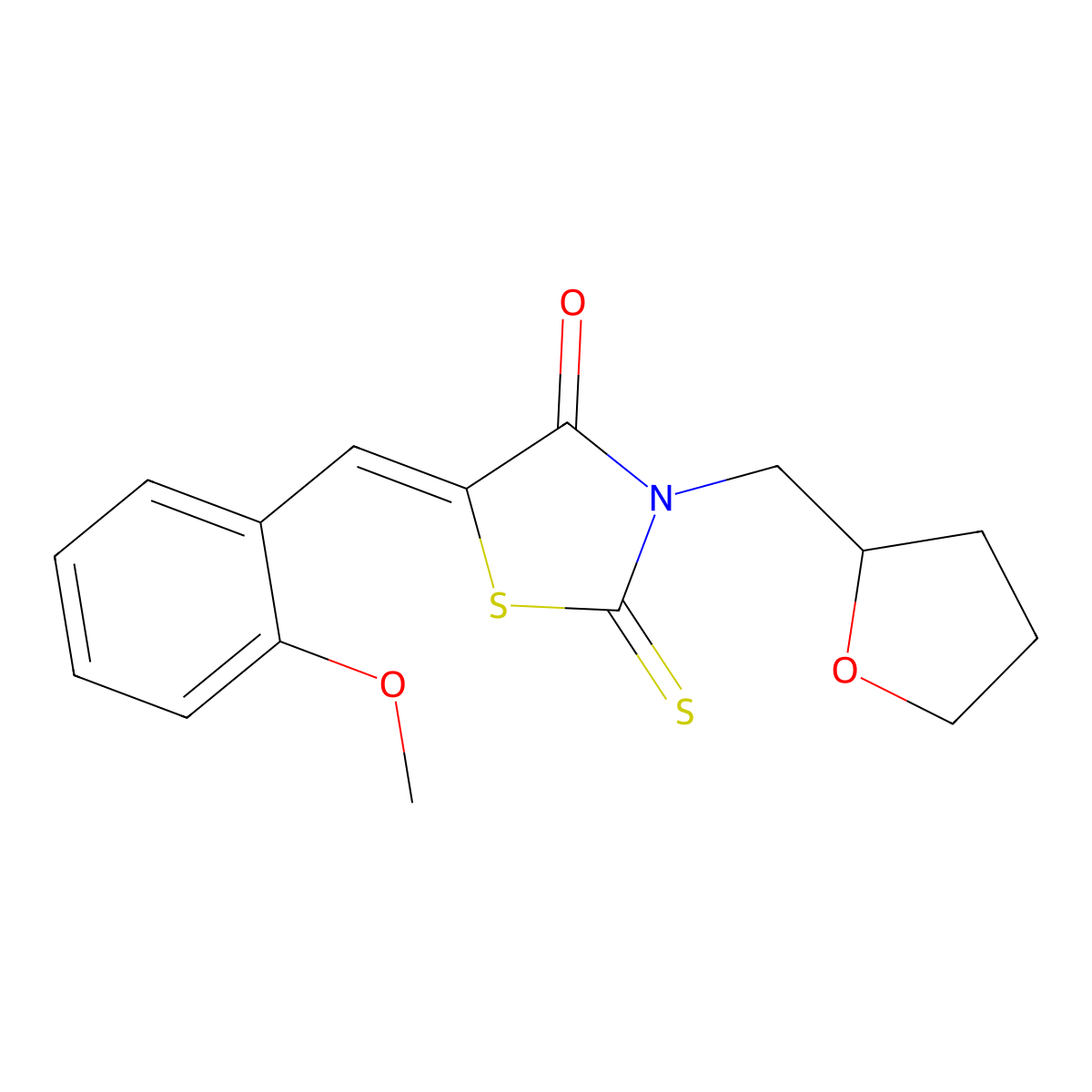 5-[(2-Methoxyphenyl)methylene]-3-[(tetrahydro-2-furanyl)methyl]-2-thioxo-4-thiazolidinone molecular structure, CAS 331852-17-6