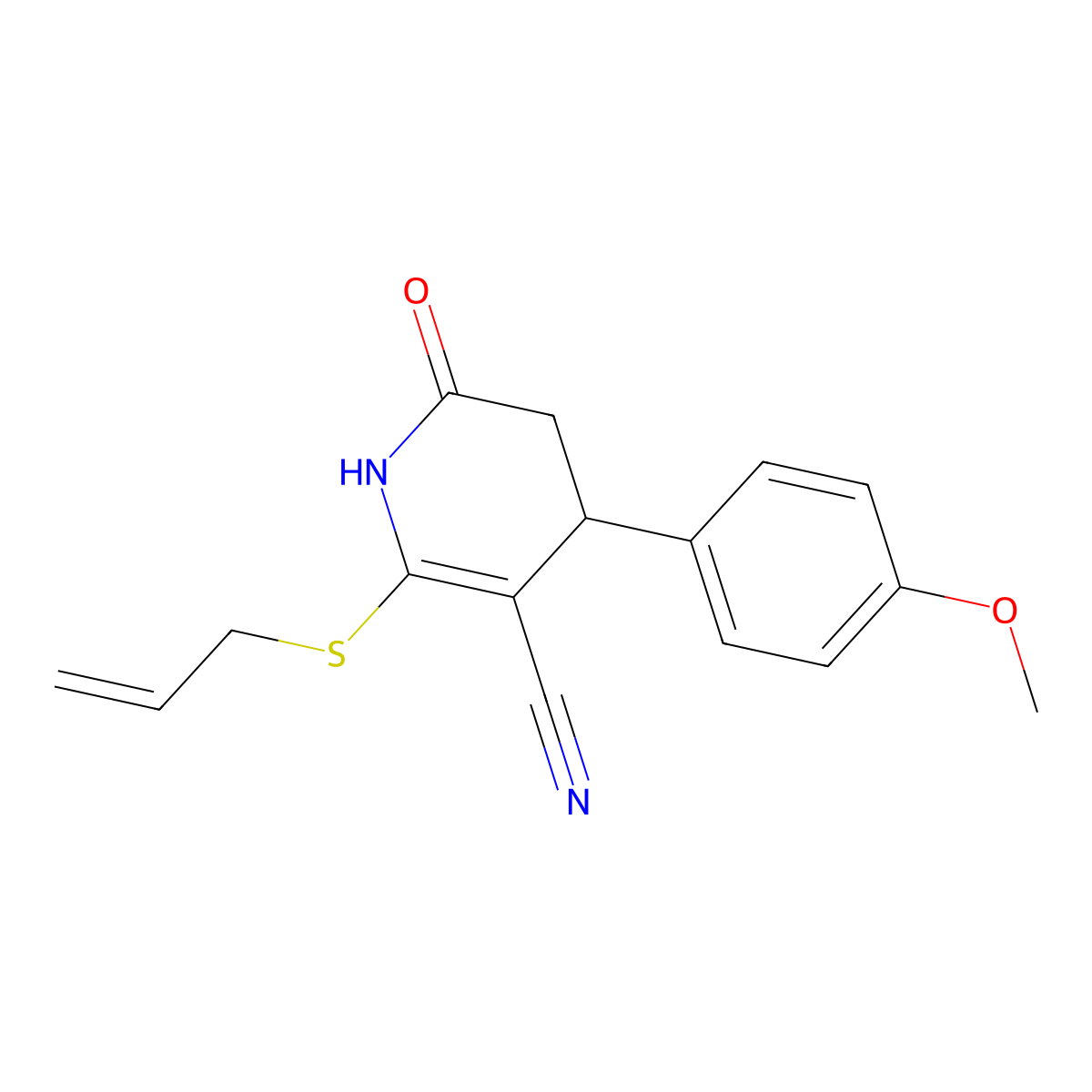 4-(4-Methoxyphenyl)-6-oxo-2-(prop-2-en-1-ylsulfanyl)-1,4,5,6-tetrahydropyridine-3-carbonitrile molecular structure, CAS 331852-35-8