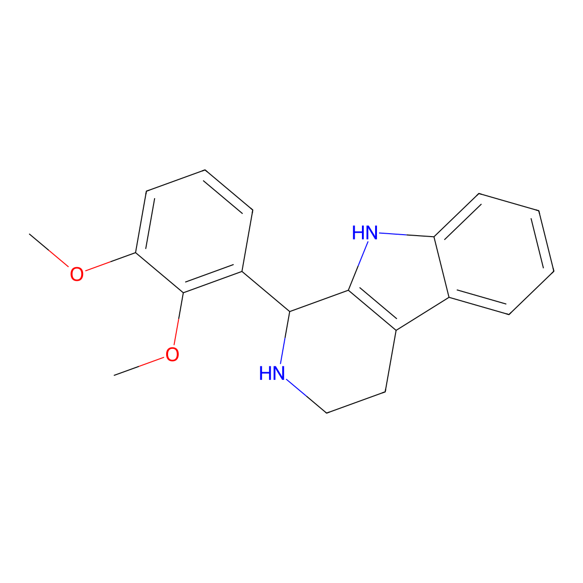 1-(2,3-dimethoxyphenyl)-2,3,4,9-tetrahydro-1H-pyrido[3,4-b]indole molecular structure, CAS 331852-80-3