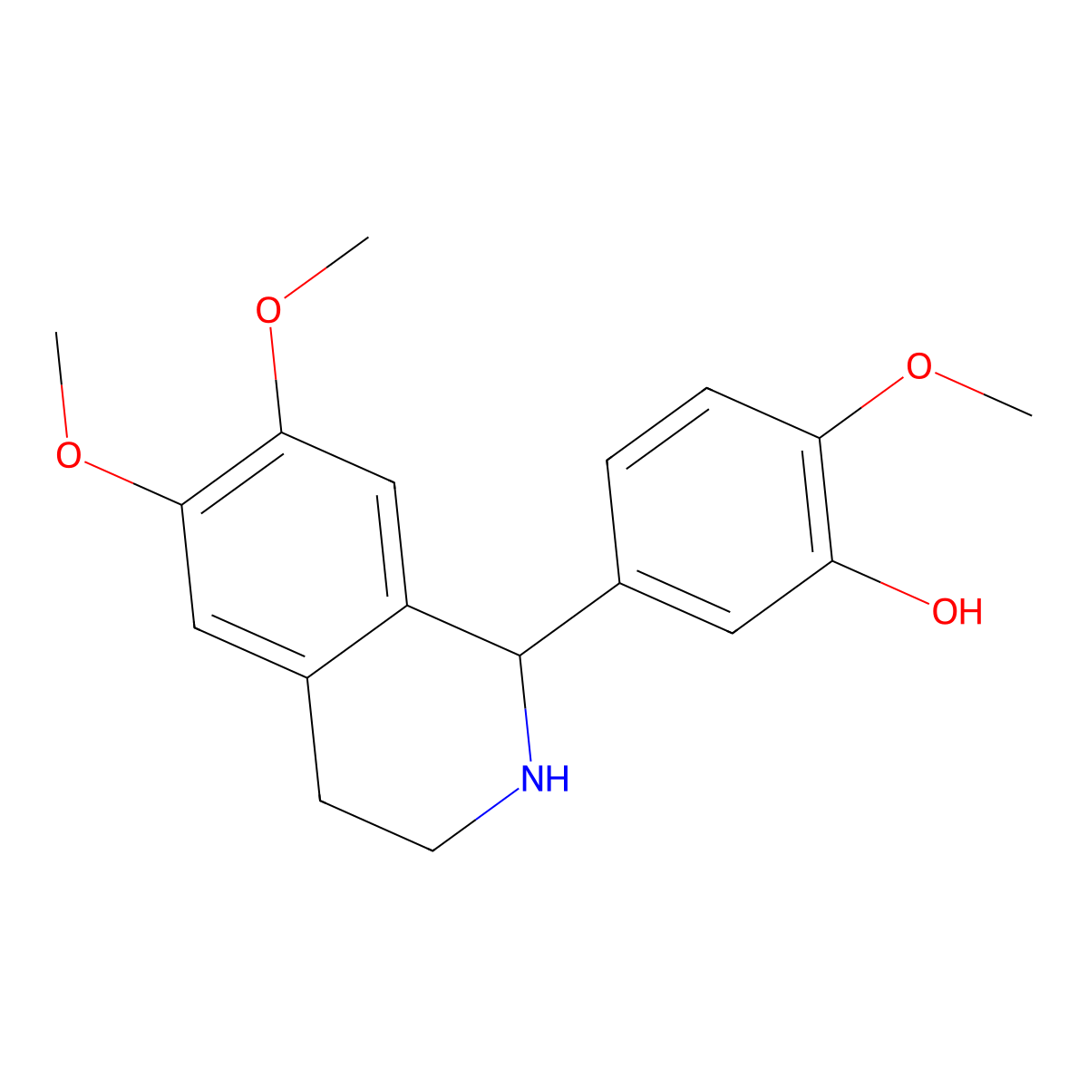 5-(6,7-Dimethoxy-1,2,3,4-tetrahydroisoquinolin-1-yl)-2-methoxyphenol molecular structure, CAS 331852-84-7