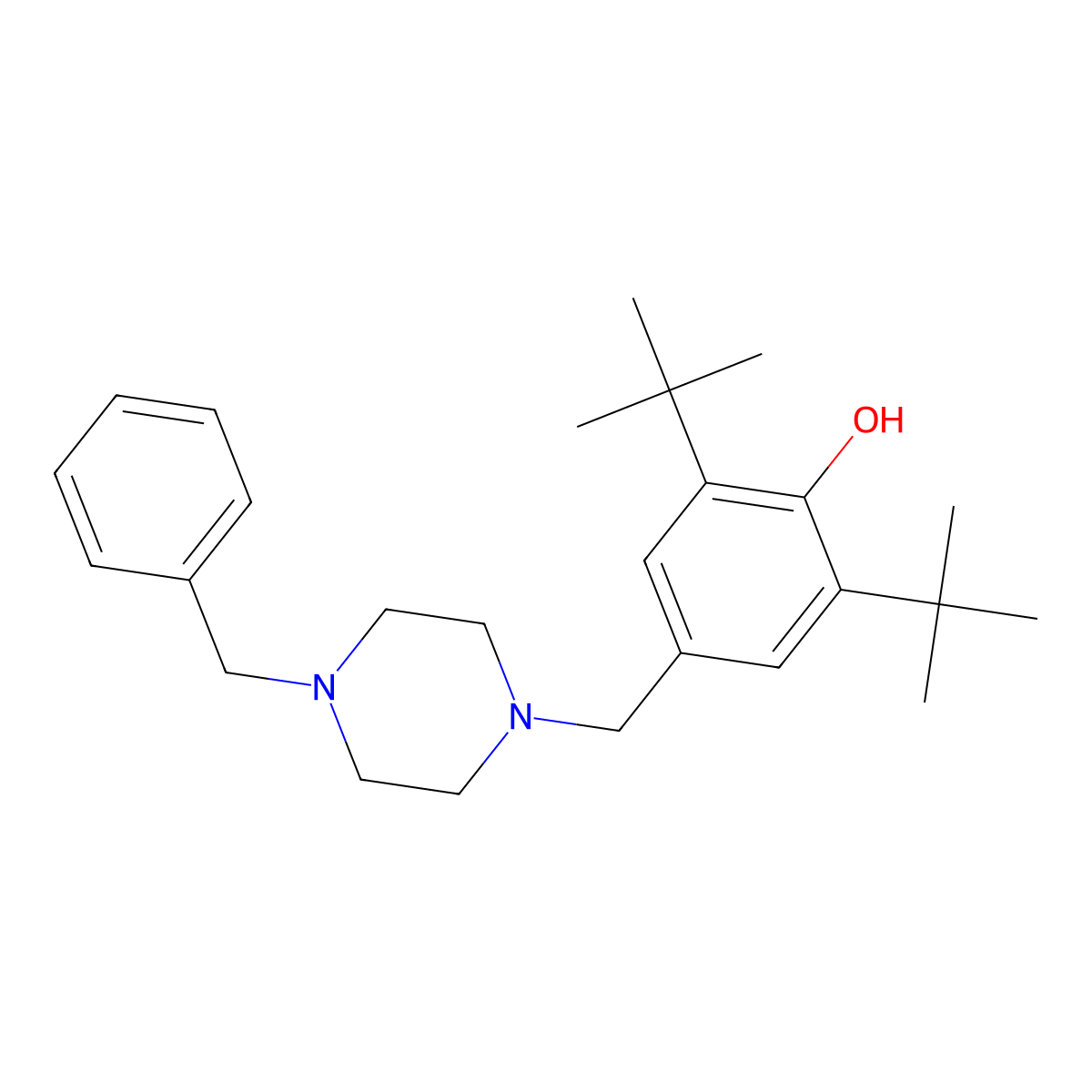 4-[(4-Benzylpiperazin-1-yl)methyl]-2,6-di-tert-butylphenol molecular structure, CAS 331853-54-4