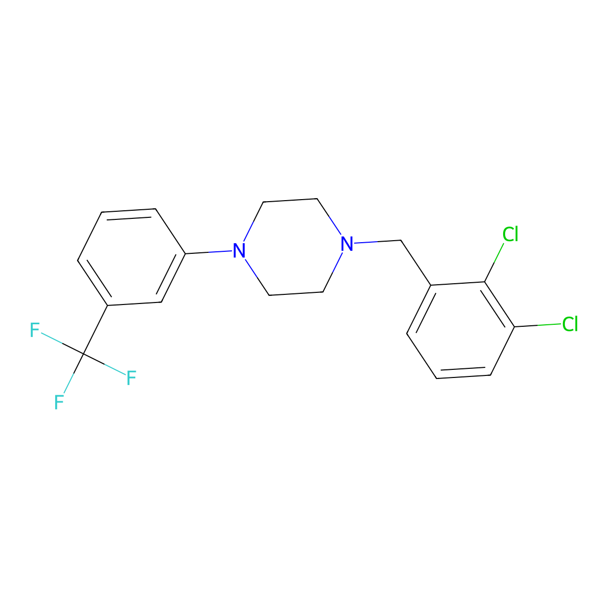 1-[(2,3-Dichlorophenyl)methyl]-4-[3-(trifluoromethyl)phenyl]piperazine molecular structure, CAS 331853-98-6