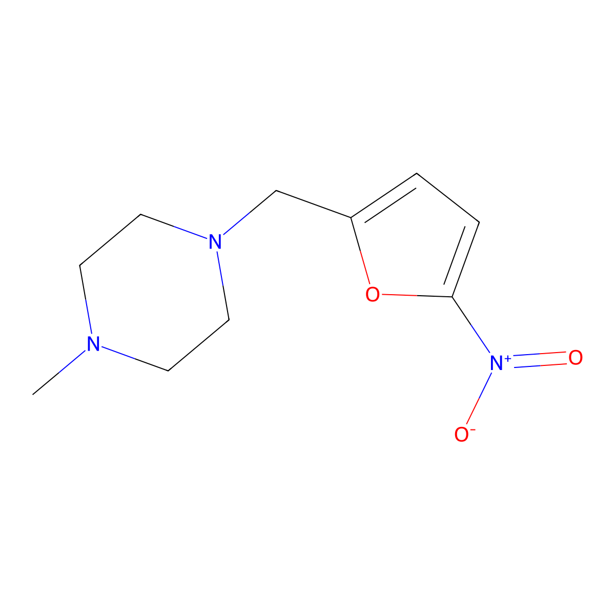 1-Methyl-4-[(5-nitrofuran-2-yl)methyl]piperazine molecular structure, CAS 331854-81-0