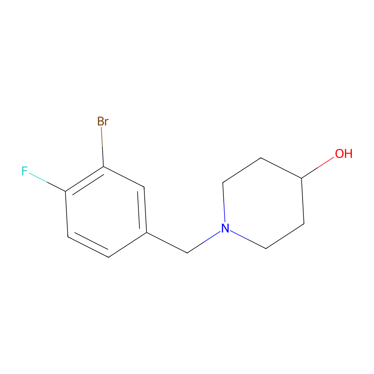1-[(3-Bromo-4-fluorophenyl)methyl]piperidin-4-ol molecular structure, CAS 331855-20-0